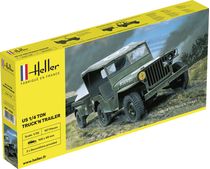 Heller 81105 - Véhicule  US 1/4 Ton Truck 'n Trailer