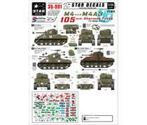 Autocollants pour maquettes : Decalcs pour char Sherman M4 et M4A3 - Star Decals 35991