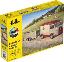 Maquette voitures : Starter kit Citroen HY + Goods Trailer 1/24 - Heller 52331