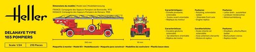 Maquette camion : Delahaye Type 103 Pompiers 1/24 - Heller 80780