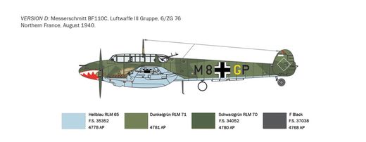 Maquette d'avion militaire : Messerschmitt Bf110C-3/C-4 1/72 - Italeri 049