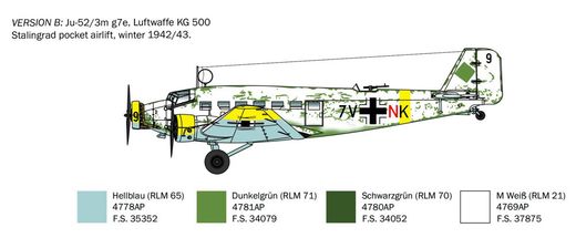 Maquette avion militaire : Junkers Ju52/3m 1/72 - Italeri 0102