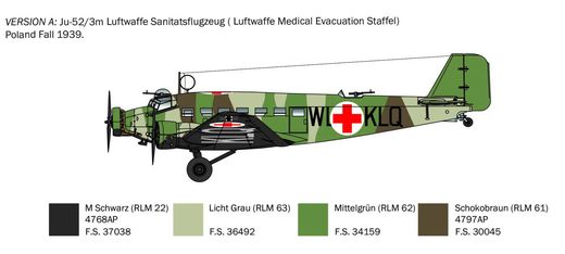 Maquette avion militaire : Junkers Ju52/3m 1/72 - Italeri 0102