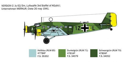 Maquette avion militaire : Junkers Ju52/3m 1/72 - Italeri 0102