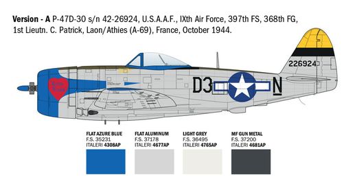 Maquette avion militaire : P-47D Thunderbolt (Europe) 1/48 - Italeri 2835