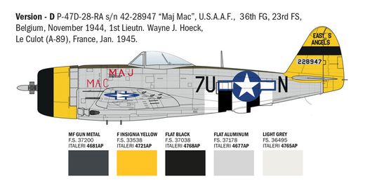 Maquette avion militaire : P-47D Thunderbolt (Europe) 1/48 - Italeri 2835