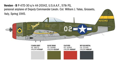 Maquette avion militaire : P-47D Thunderbolt (Europe) 1/48 - Italeri 2835