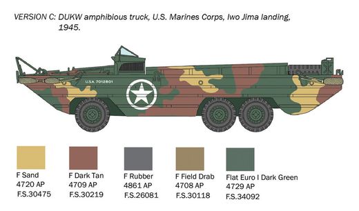 Maquette militaire : DUKW 2 1/2 tonnes version amphibie "D-Day" 1/72 - Italeri 7022