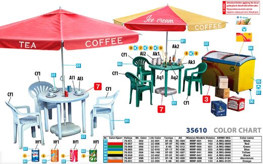 Décor miniature : Terrasse de Bar/Café moderne - 1/35 - Miniart 35610