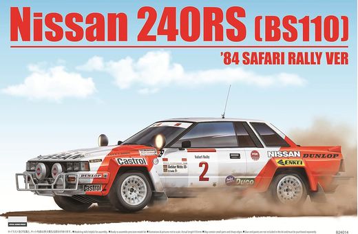 Maquette voiture plastique : Nissan 240RS BS110 1984 Safari Rally 1/24 - Beemax 24041