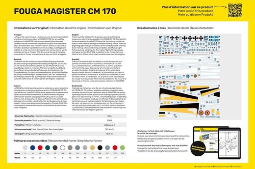 Maquette avion militaire : Starter Kit Fouga Magister CM 170 1/48 - Heller 35510