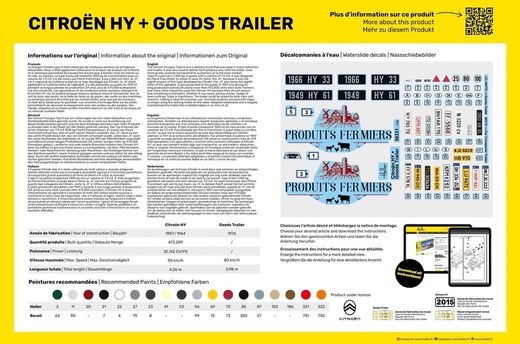 Maquette voitures : Citroen HY + Goods Trailer 1/24 - Heller 50331