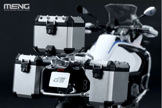 Accessoire maquette moto : BMW R 1250 GS ADV Coffres de rangement pré-peint 1/9 - Meng SPS-091S