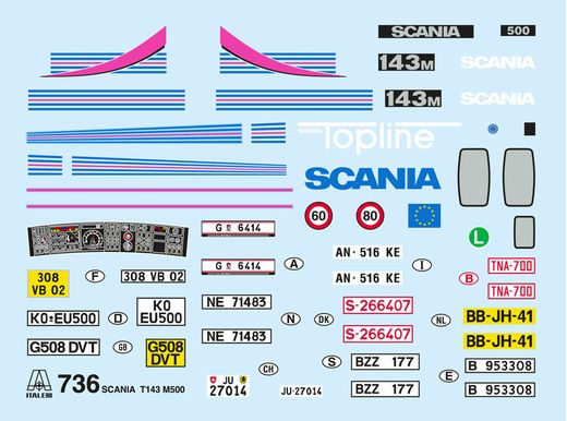 Maquette camion : Scania T143 M500 Topline 1/24 - Italeri 736 0736