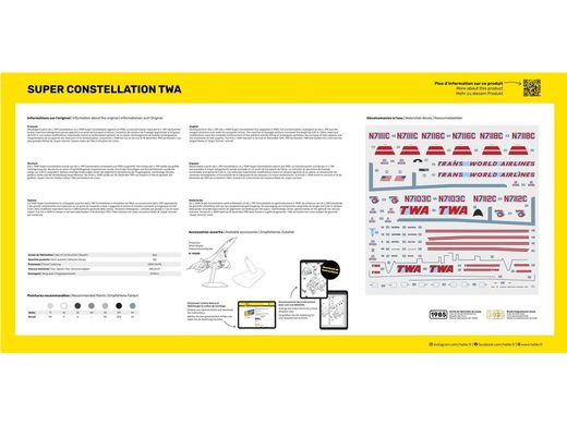 Maquette avion civil : Super Constellation TWA 1/72 - Heller 82391