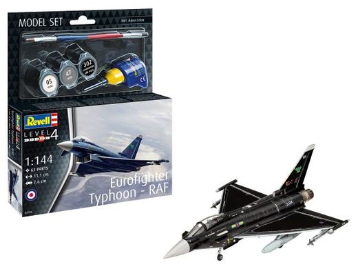 Maquette avion militaire : Model Set Eurofighter Typhoon - RAF 1/144 - Revell 63796