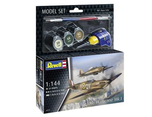 Model set Supermarine Spitfire Mk.Ia & Hawker Hurricane Mk.I 1/144 - Revell 63771