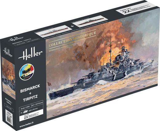 Maquettes bateaux : Starter set Bismarck + Tirpitz Twinset 1/400 - Heller 55078