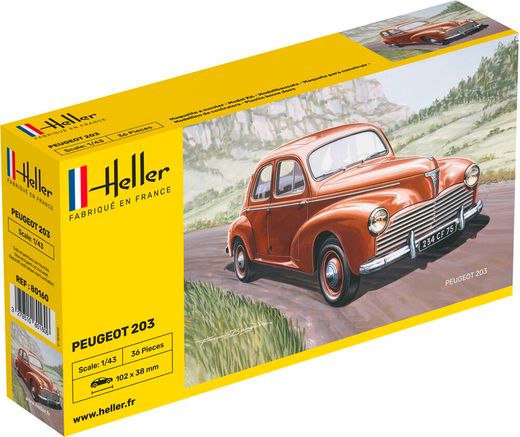 Maquette voiture : Peugeot 203 1/43 - Heller 80160