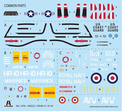 Maquette militaire : Hélicoptère HAS22 / HO4S-3 / H-19 - Italeri 1476