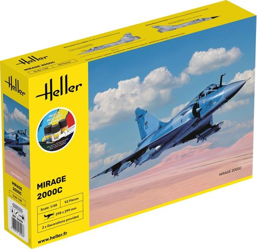 Maquette avion militaire : Starter Kit Mirage 2000 C 1/48 - Heller 56426