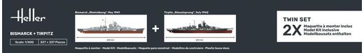 Maquettes bateaux : Starter set Bismarck + Tirpitz Twinset 1/400 - Heller 55078