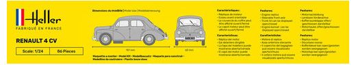 Maquette voiture : Starter Kit Renault 4 CV - 1/24 - Heller 56762