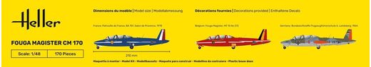 Maquette avion militaire : Starter Kit Fouga Magister CM 170 1/48 - Heller 35510