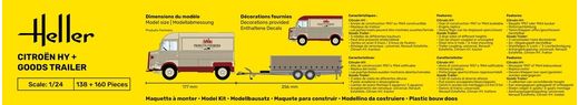 Maquette voitures : Citroen HY + Goods Trailer 1/24 - Heller 50331