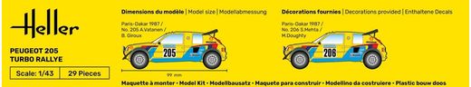 Maquette voiture : Starter Kit Peugeot 205 Turbo Rally 1/43 - Heller 56189