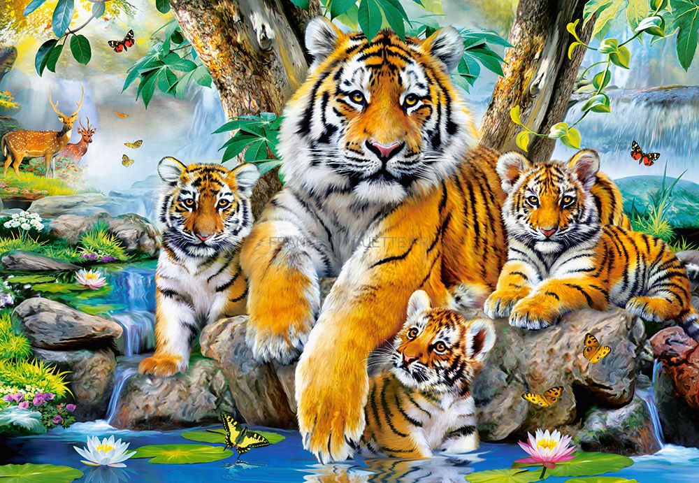 Puzzle Collection d'animaux: Tigre avec petits, 1 000 pieces